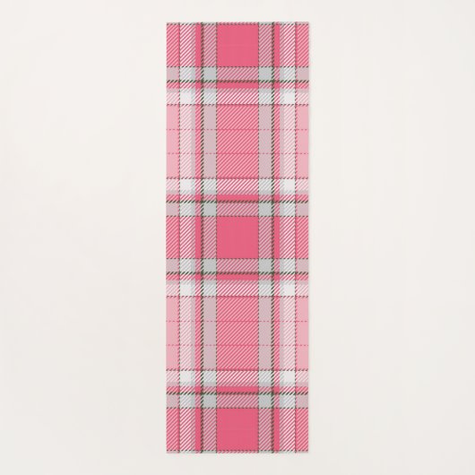 ピンクと白の格子模様の名前モノグラム | ヨガマット (裏面)