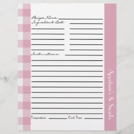 ピンクと白の格子状のレシピシート