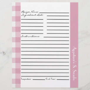 ピンクと白の格子状のレシピシート