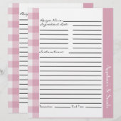 ピンクと白の格子状のレシピシート (正面/裏面)