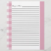 ピンクと白の格子状のレシピシート (裏面)