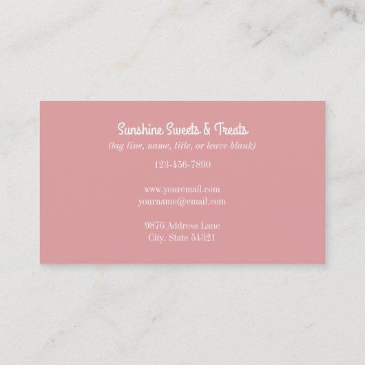 ピンクと白の格子状ベーカリー名刺 名刺 (裏面)