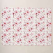 ピンクと白の桜の花 シェルパブランケット (正面(横))