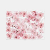 ピンクと白の桜の花 フリースブランケット (正面(横))