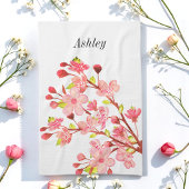 ピンクと白の桜の花 上品 キッチンタオル