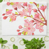 ピンクと白の桜の花 上品 キッチンタオル (折り畳み)