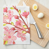 ピンクと白の桜の花 上品 キッチンタオル (四つ折り)