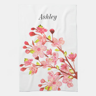 ピンクと白の桜の花 上品 キッチンタオル