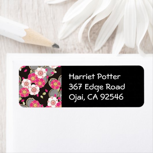 ピンクと白の桜素晴らしヴィンテージ日本のパターン ラベル (インサイチュ)