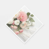 ピンクと白の椿 スタンダードランチョンナプキン (角)