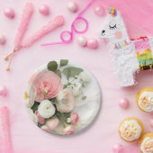 ピンクと白の椿 ペーパープレート (パーティー)