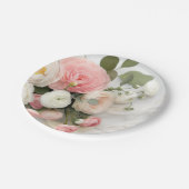ピンクと白の椿 ペーパープレート (アングル)
