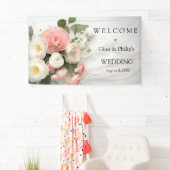 ピンクと白の椿 横断幕 (インサイチュ)