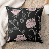 ピンクと白の様式化されたバラ クッション (ブランケット)