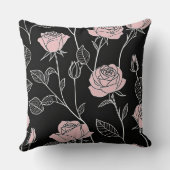 ピンクと白の様式化されたバラ クッション (裏面)