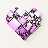 ピンクと白の正方形の踊りハート型 ノートブック (裏面)