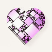 ピンクと白の正方形の踊りハート型 ノートブック (正面)