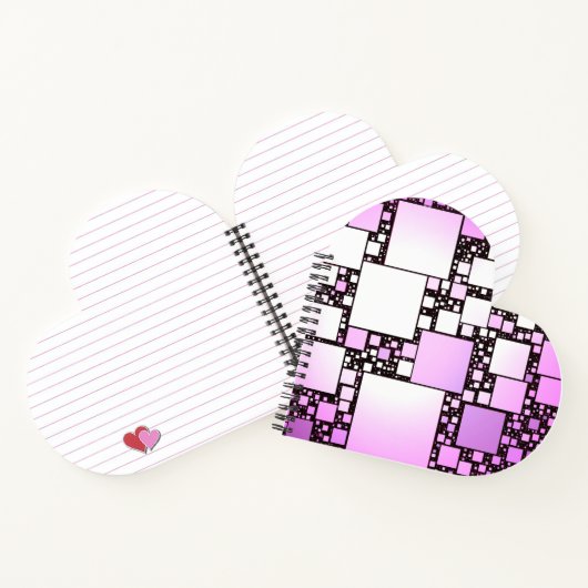 ピンクと白の正方形の踊りハート型 ノートブック (内部)