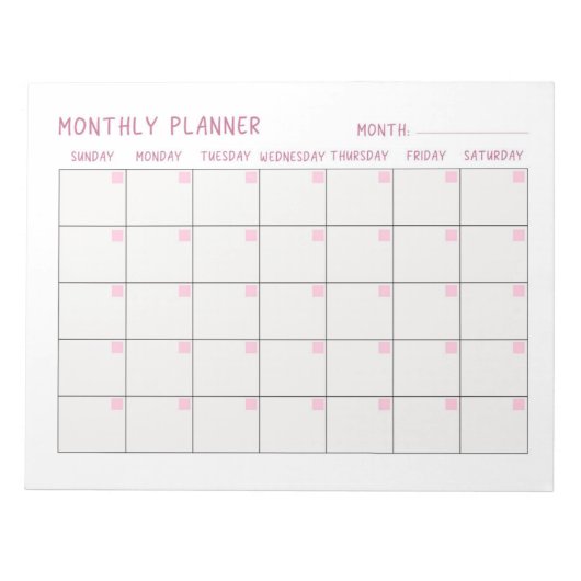 ピンクと白の毎月To-Doリストプランナー ノートパッド (正面)