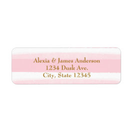 ピンクと白の水彩ストライプ 住所ラベル ラベル