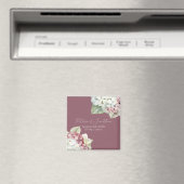 ピンクと白の水彩ハイドランジアの花が付いたブラッシュピンク マグネット (インサイチュ (食洗機))