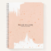 ピンクと白の水彩筆跡 ノートブック (正面)