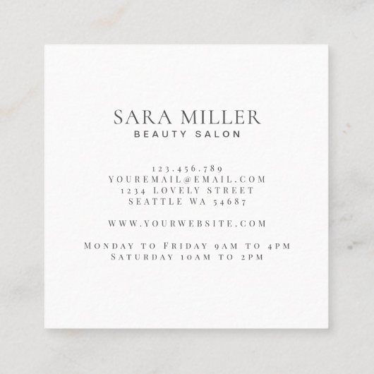 ピンクと白の水彩色のフローラブーケ スクエア名刺 (裏面)