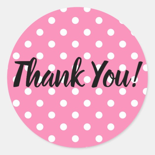 ピンクと白の水玉模様のドット バースデーパーティー ラウンドシール (正面)