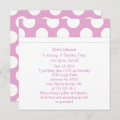 ピンクと白の水玉模様のパーティー招待状 招待状 (正面/裏面)