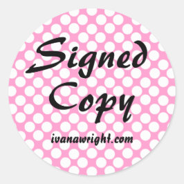 ピンクと白の水玉模様の署名済みコピー(URL) ラウンドシール