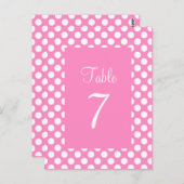 ピンクと白の水玉模様テーブル番号はがき ポストカード (正面/裏面)
