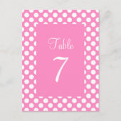 ピンクと白の水玉模様テーブル番号はがき ポストカード (正面)