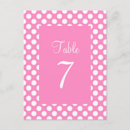ピンクと白の水玉模様テーブル番号はがき ポストカード