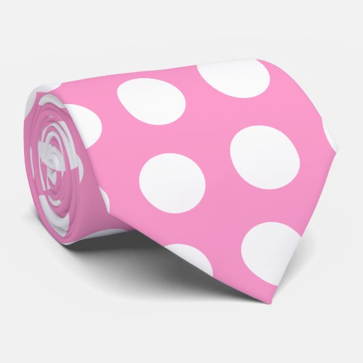 ピンクと白の水玉模様ネクタイ ネクタイ (ロール)