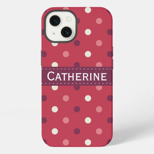 ピンクと白の水玉模様パターン iPhoneケース (裏面)