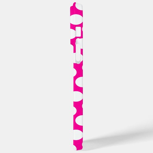 ピンクと白の水玉模様ブラックサークルモノグラム Case-Mate iPhoneケース (裏面 / 左)