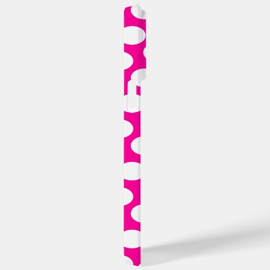 ピンクと白の水玉模様ブラックサークルモノグラム Case-Mate iPhoneケース (裏面 / 右)