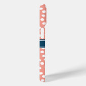 ピンクと白の水玉模様ブルーモノグラム Case-Mate iPhoneケース (裏面 / 右)