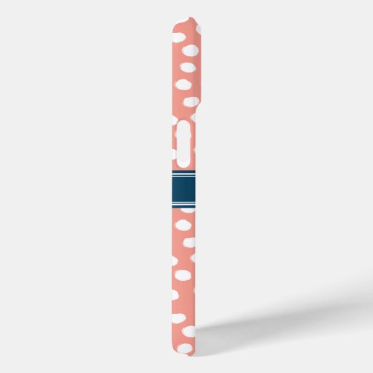 ピンクと白の水玉模様ブルーモノグラム Case-Mate iPhoneケース (裏面 / 右)