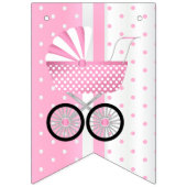 ピンクと白の水玉模様👶ベビーシャワー バンティングフラッグ (第1の旗)