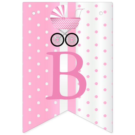 ピンクと白の水玉模様👶ベビーシャワー バンティングフラッグ (第3の旗)