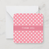 ピンクと白の水玉模様ミニサンキューカード ノートカード (正面)