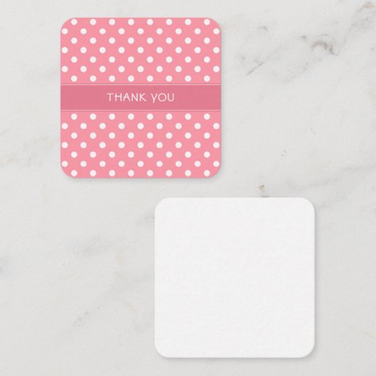 ピンクと白の水玉模様ミニサンキューカード ノートカード (正面/裏面)