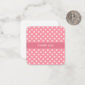 ピンクと白の水玉模様ミニサンキューカード ノートカード (正面/裏面インサイチュ)