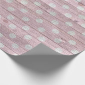 ピンクと白の水玉模様木目 ラッピングペーパー (角)