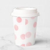 ピンクと白の水玉模様紙カップとカバー付き 紙コップ (右)