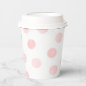 ピンクと白の水玉模様紙カップとカバー付き 紙コップ (正面)