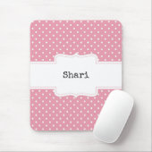 ピンクと白の水玉模様 パーソナライズされた マウスパッド (マウス)