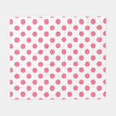 ピンクと白の水玉模様 フリースブランケット (正面(横))