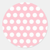 ピンクと白の水玉模様 ラウンドシール (正面)
